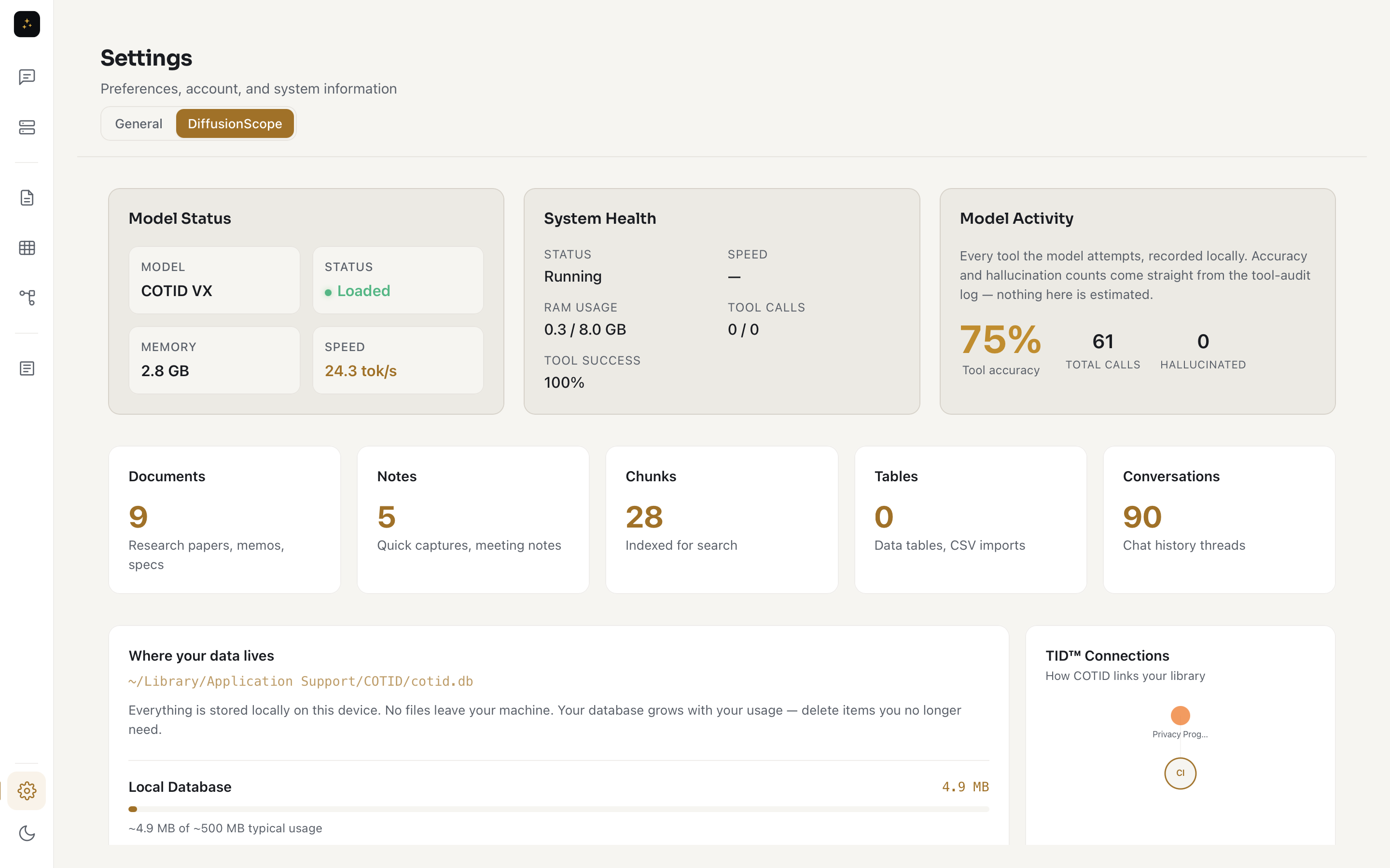 DiffusionScope™ — storage and privacy transparency
