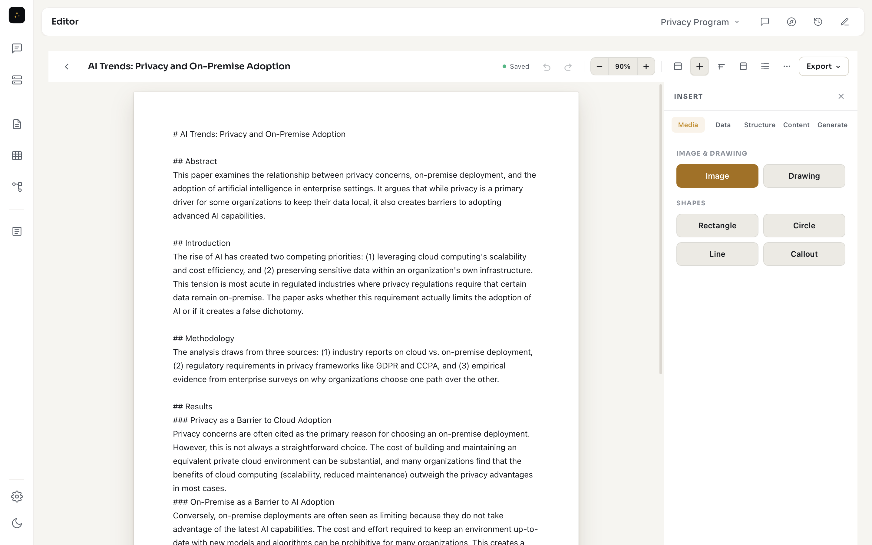 Document editor — collaborating with AI inline